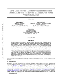 Lead-lag detection and network clustering for multivariate time series
  with an application to the US equity market