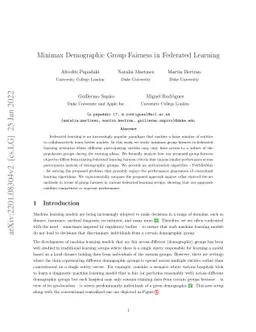 Minimax Demographic Group Fairness in Federated Learning