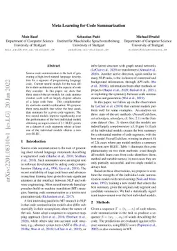 Meta Learning for Code Summarization