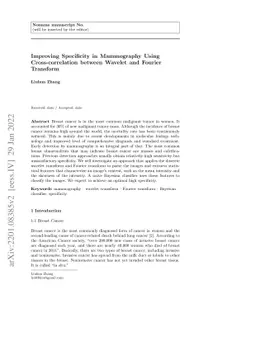 Improving Specificity in Mammography Using Cross-correlation between
  Wavelet and Fourier Transform