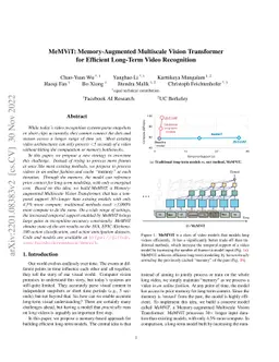MeMViT: Memory-Augmented Multiscale Vision Transformer for Efficient
  Long-Term Video Recognition
