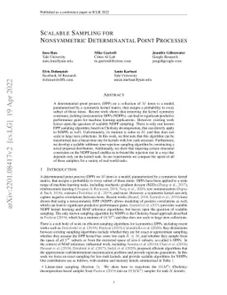 Scalable Sampling for Nonsymmetric Determinantal Point Processes