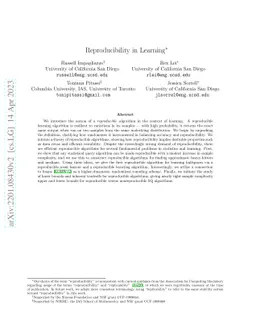Reproducibility in Learning