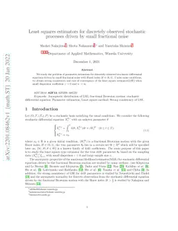 Least squares estimators for discretely observed stochastic processes
  driven by small fractional noise