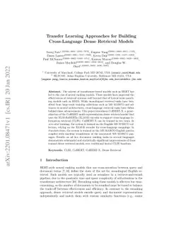 Transfer Learning Approaches for Building Cross-Language Dense Retrieval
  Models
