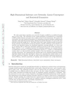 High-Dimensional Inference over Networks: Linear Convergence and
  Statistical Guarantees