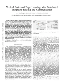 Vertical Federated Edge Learning with Distributed Integrated Sensing and
  Communication