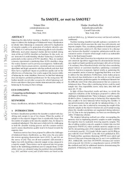 To SMOTE, or not to SMOTE?