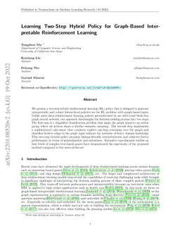 Learning Two-Step Hybrid Policy for Graph-Based Interpretable
  Reinforcement Learning