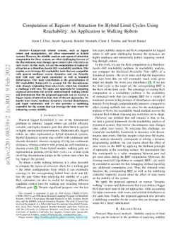 Computation of Regions of Attraction for Hybrid Limit Cycles Using
  Reachability: An Application to Walking Robots