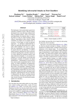 Identifying Adversarial Attacks on Text Classifiers