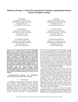 Hold On and Swipe: A Touch-Movement Based Continuous Authentication
  Schema based on Machine Learning