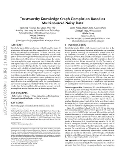 Trustworthy Knowledge Graph Completion Based on Multi-sourced Noisy Data