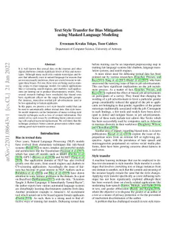 Text Style Transfer for Bias Mitigation using Masked Language Modeling