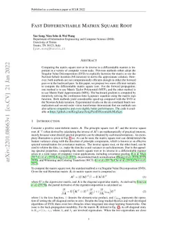 Fast Differentiable Matrix Square Root