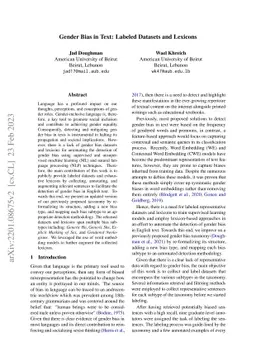 Gender Bias in Text: Labeled Datasets and Lexicons