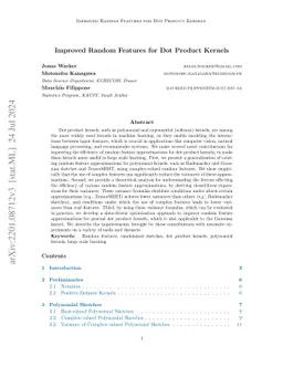 Improved Random Features for Dot Product Kernels