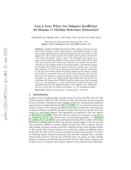 Less is Less: When Are Snippets Insufficient for Human vs Machine
  Relevance Estimation?