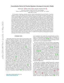 Generalization Metrics for Practical Quantum Advantage in Generative
  Models
