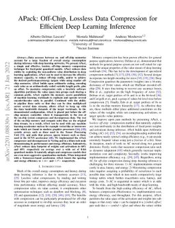 APack: Off-Chip, Lossless Data Compression for Efficient Deep Learning
  Inference