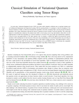 Classical Simulation of Variational Quantum Classifiers using Tensor
  Rings