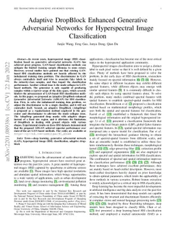 Adaptive DropBlock Enhanced Generative Adversarial Networks for
  Hyperspectral Image Classification
