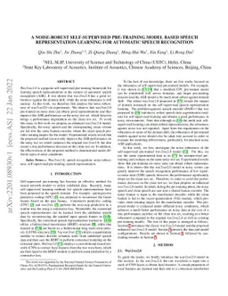 A Noise-Robust Self-supervised Pre-training Model Based Speech
  Representation Learning for Automatic Speech Recognition