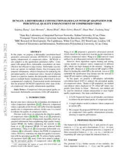 DCNGAN: A Deformable Convolutional-Based GAN with QP Adaptation for
  Perceptual Quality Enhancement of Compressed Video