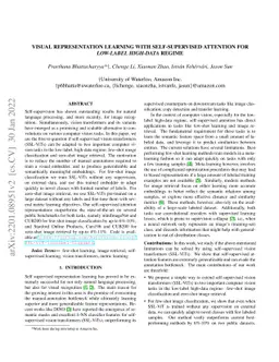 Visual Representation Learning with Self-Supervised Attention for
  Low-Label High-data Regime