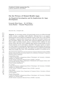 On the Privacy of Mental Health Apps: An Empirical Investigation and its
  Implications for Apps Development