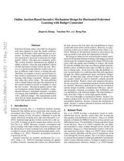 Online Auction-Based Incentive Mechanism Design for Horizontal Federated
  Learning with Budget Constraint