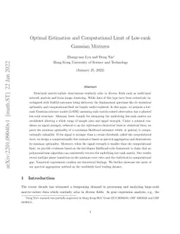 Optimal Estimation and Computational Limit of Low-rank Gaussian Mixtures