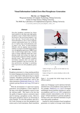 Visual Information Guided Zero-Shot Paraphrase Generation