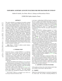 Exploring auditory acoustic features for the diagnosis of the Covid-19