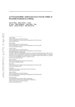 An External Stability Audit Framework to Test the Validity of
  Personality Prediction in AI Hiring