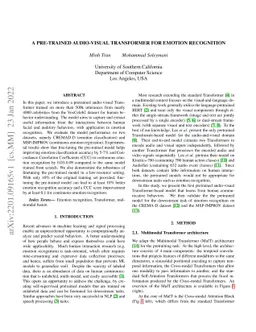 A Pre-trained Audio-Visual Transformer for Emotion Recognition