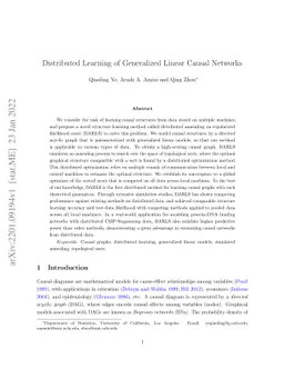 Distributed Learning of Generalized Linear Causal Networks
