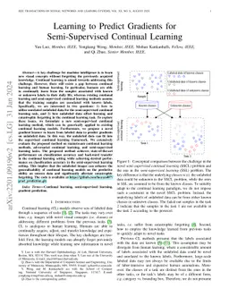 Learning to Predict Gradients for Semi-Supervised Continual Learning