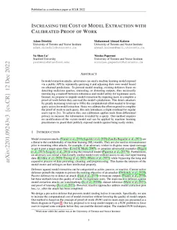 Increasing the Cost of Model Extraction with Calibrated Proof of Work