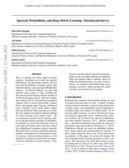 Spectral, Probabilistic, and Deep Metric Learning: Tutorial and Survey