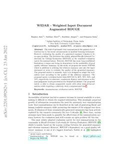 WIDAR -- Weighted Input Document Augmented ROUGE