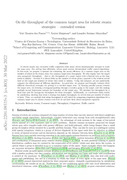 On the throughput of the common target area for robotic swarm strategies
  -- extended version