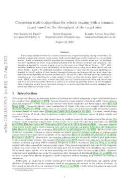 Congestion control algorithms for robotic swarms with a common target
  based on the throughput of the target area