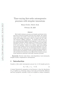 Time-varying first-order autoregressive processes with irregular
  innovations