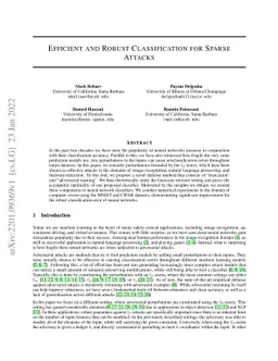 Efficient and Robust Classification for Sparse Attacks