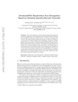 AttentionHTR: Handwritten Text Recognition Based on Attention
  Encoder-Decoder Networks