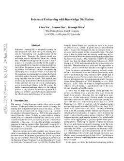 Federated Unlearning with Knowledge Distillation