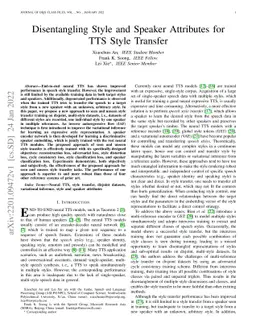Disentangling Style and Speaker Attributes for TTS Style Transfer