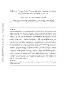 Spherical Poisson Point Process Intensity Function Modeling and
  Estimation with Measure Transport