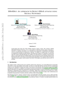 DDoSDet: An approach to Detect DDoS attacks using Neural Networks
